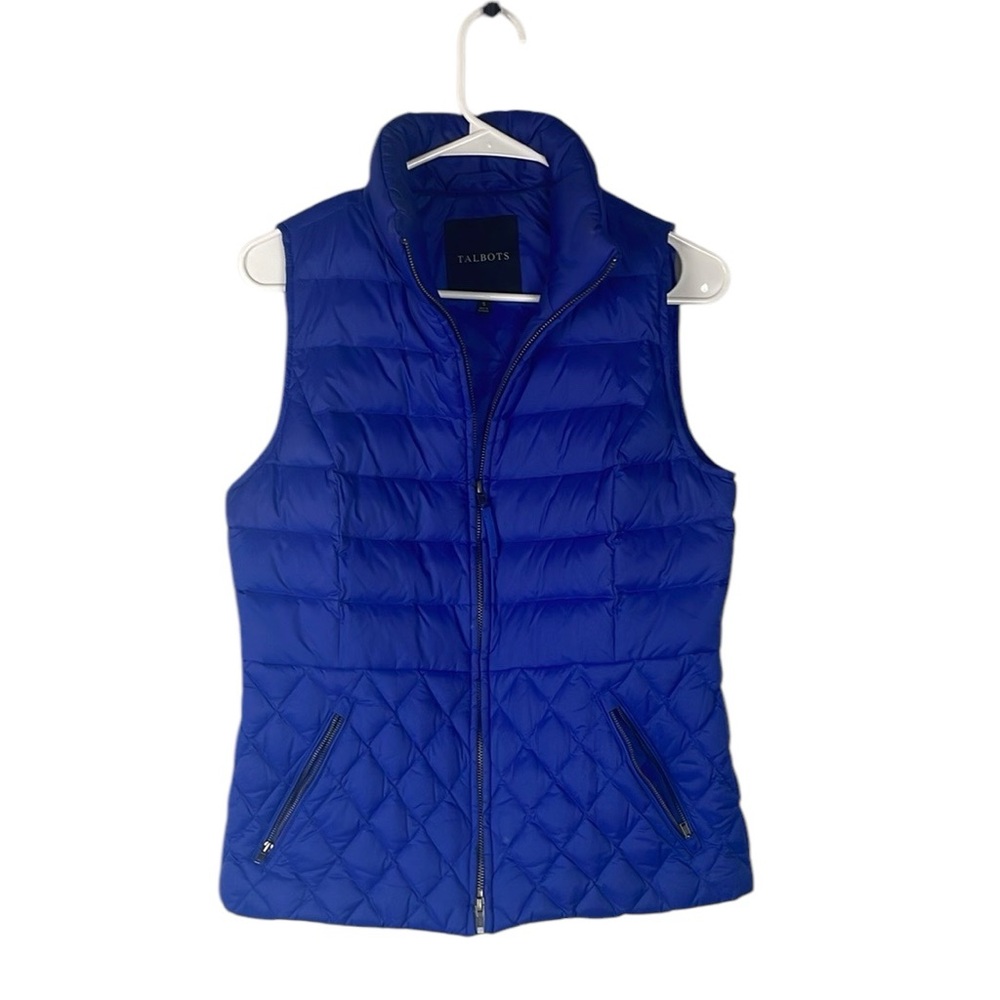Talbots blue quilted down vest puffer warm comfort cozy